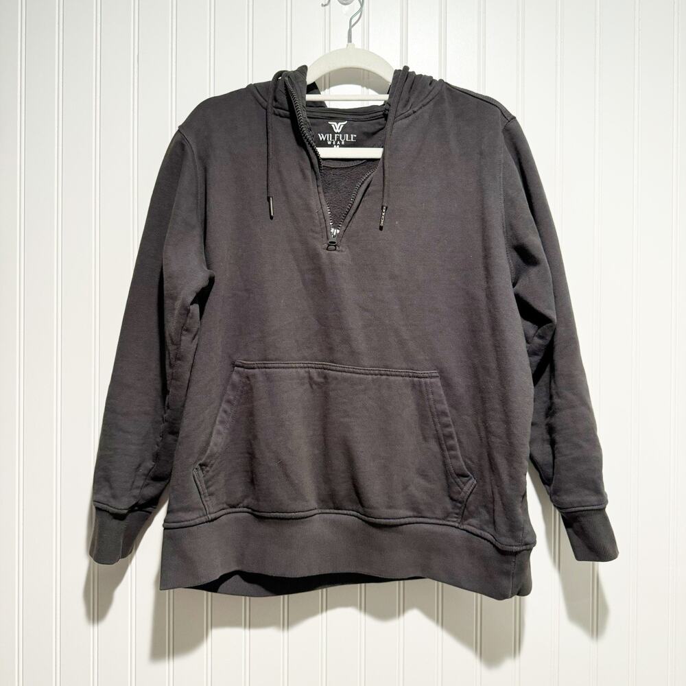 Wilfull Wear Gray Cotton Quarter Zip Sweatshirt Size Medium